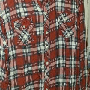 Torrid Casual Red and White Plaid Shirt